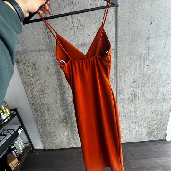 Elegant Orange Ruffle Dress - Picture 2 of 2